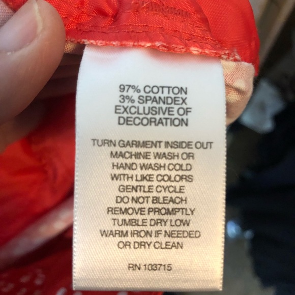 Valerie Steven’s Cropped, Peddle Pusher, Capri Pants SZ 16 Orange and White - Picture 7 of 8